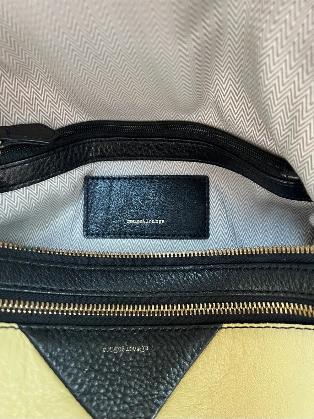 Black & Cream Chevron Leather Satchel Rouge & Lounge leather purse